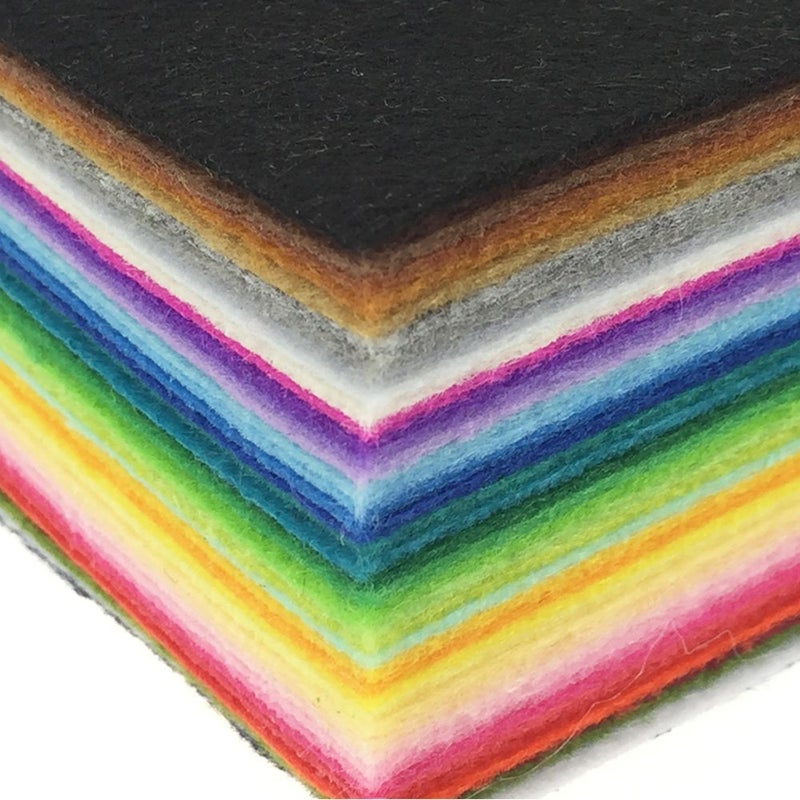 flic-flac 42pcs Felt Fabric Sheet 4"x4" Assorted Color DIY Craft Squares Nonwoven 1mm Thick - Image 5
